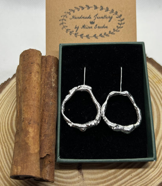 Sterling Silver Charcoal Cast Earrings - Handmade Jewellery by Alison Breedon